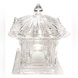 Rare Large Lead Crystal Pagoda Lidded Box